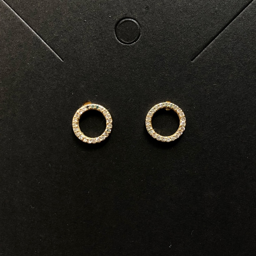 Delicate Gold Embellished Circle Studs - Picture 1 of 3